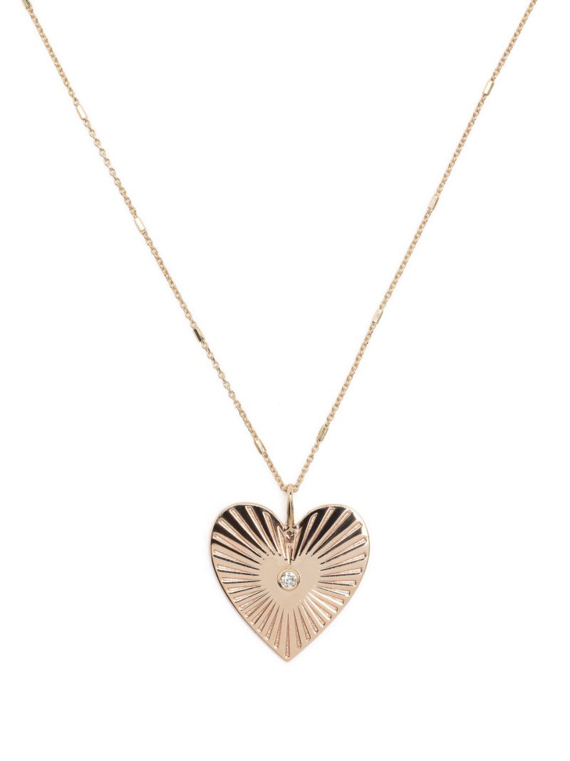 14k Yellow Gold Radiant Heart Medallion Diamond Necklace