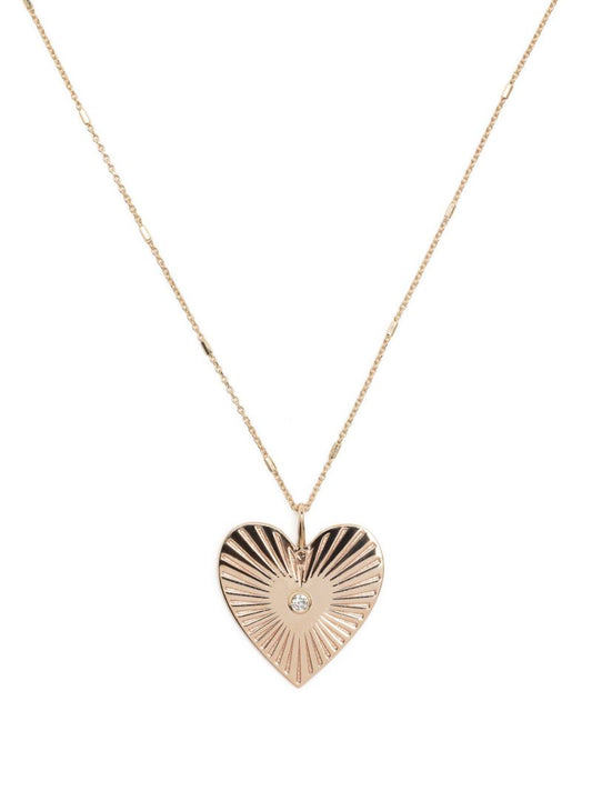 14k Yellow Gold Radiant Heart Medallion Diamond Necklace