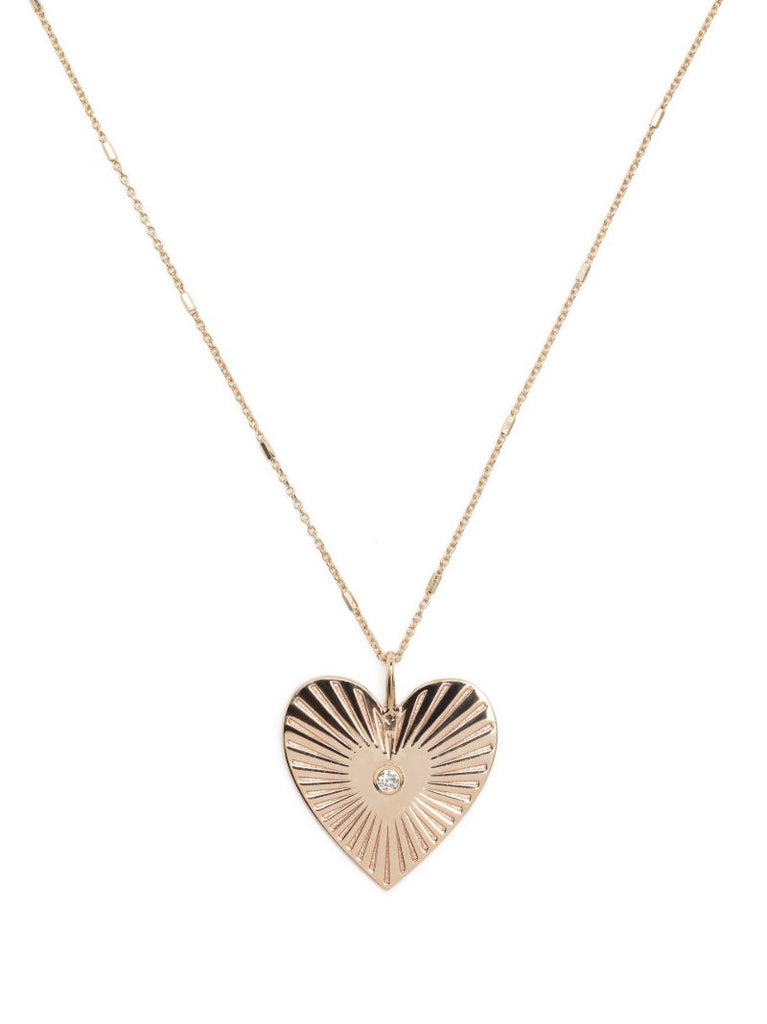 14k Yellow Gold Radiant Heart Medallion Diamond Necklace