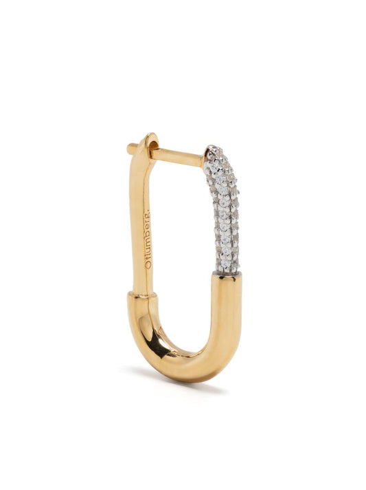 Gold Vermeil Staple Crystal Single Hoop Earring