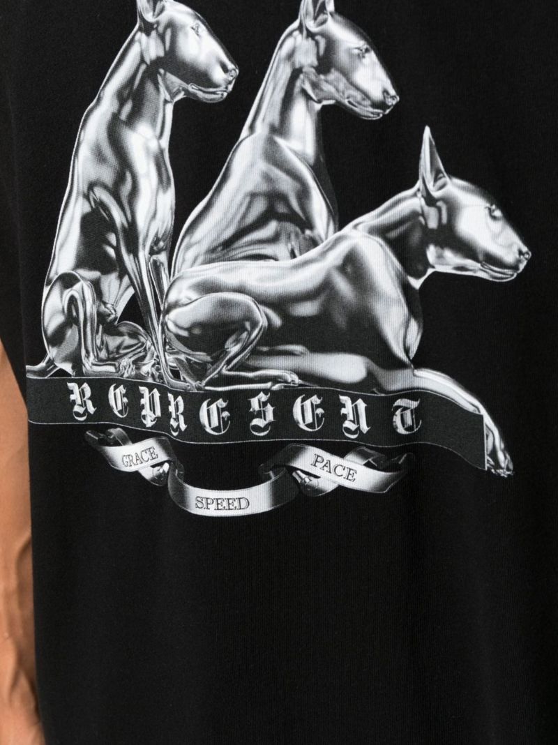 Black Bullterrier Print Cotton T-shirt