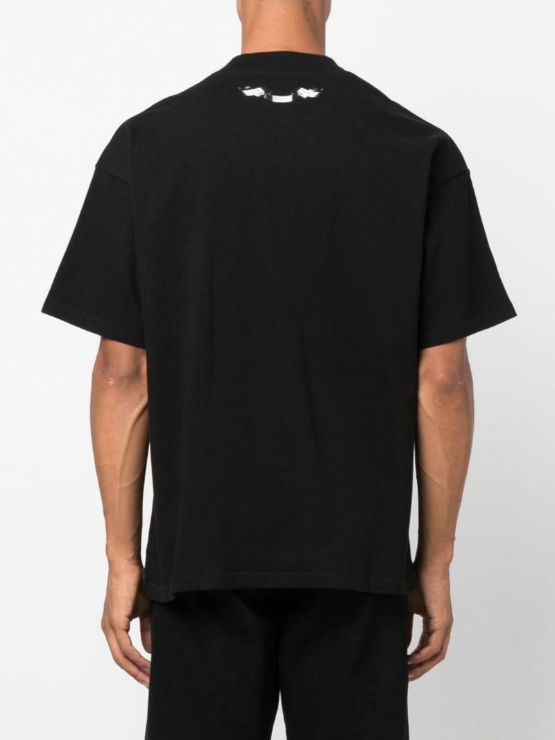 Black Bullterrier Print Cotton T-shirt