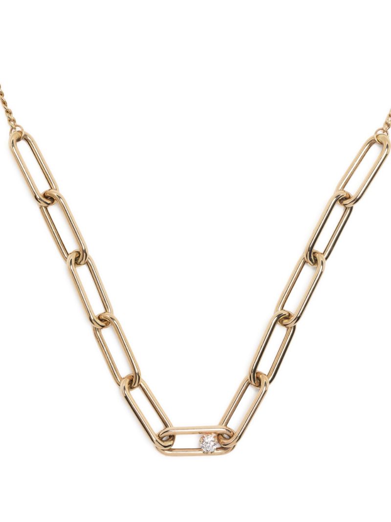 14k Yellow Gold Paperclip Diamond Necklace