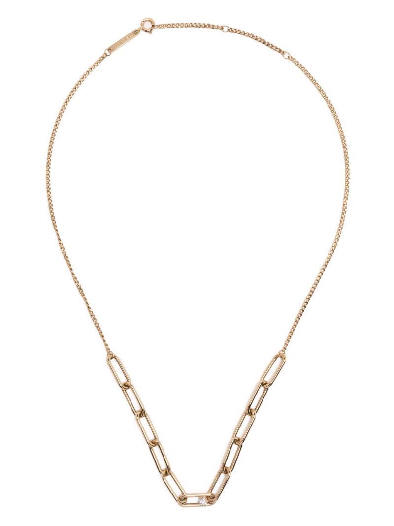 14k Yellow Gold Paperclip Diamond Necklace
