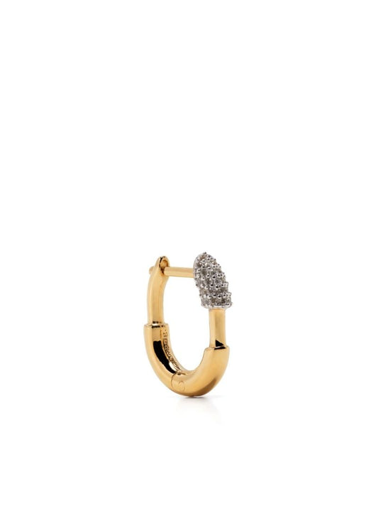 Gold Vermeil Small Staple Crystal Single Hoop Earring