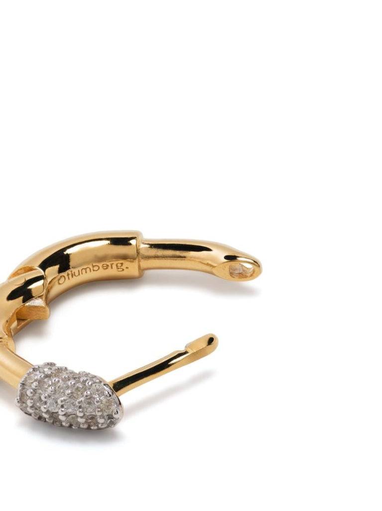 Gold Vermeil Small Staple Crystal Single Hoop Earring