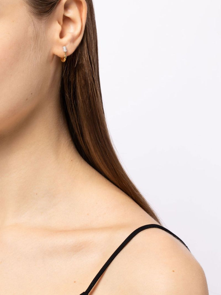 Gold Vermeil Small Staple Crystal Single Hoop Earring