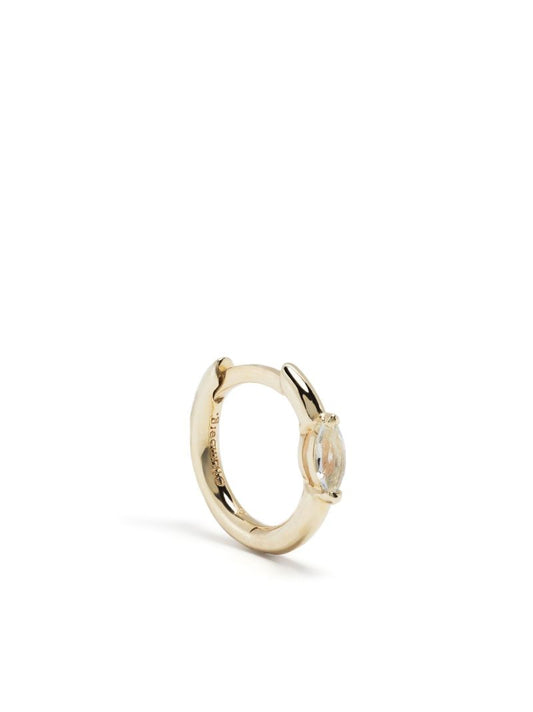 9k Yellow Gold Marquise Topaz Single Hoop Earring