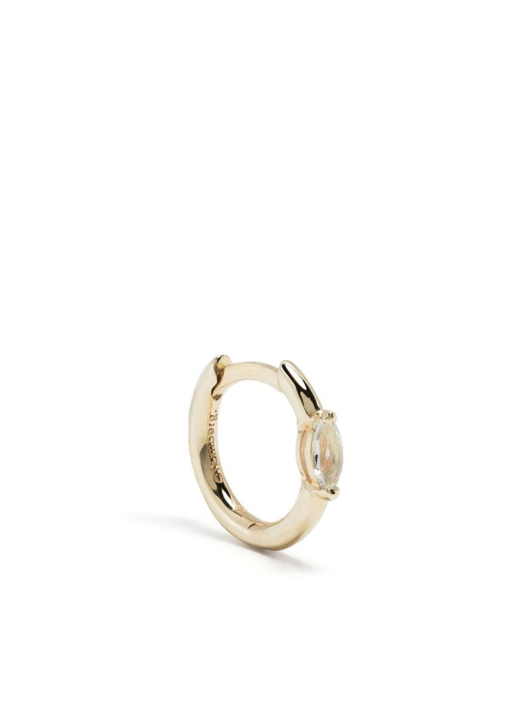 9k Yellow Gold Marquise Topaz Single Hoop Earring