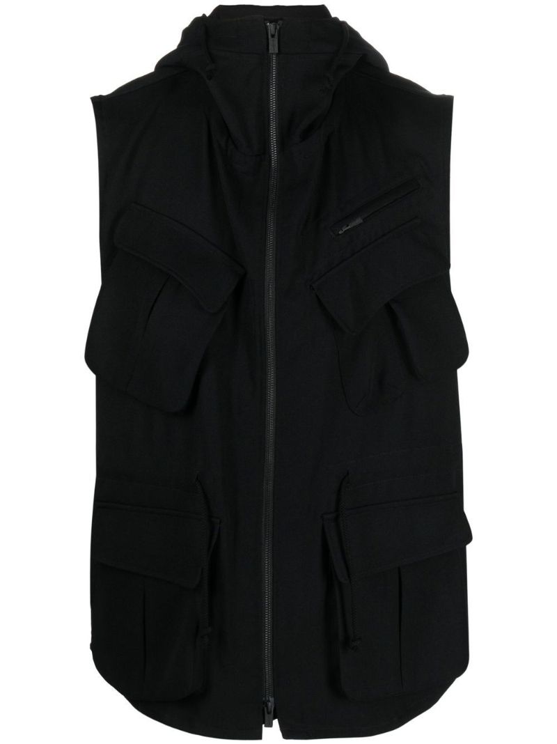 Black Wool Hooded Gilet