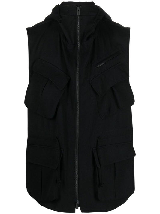 Black Wool Hooded Gilet