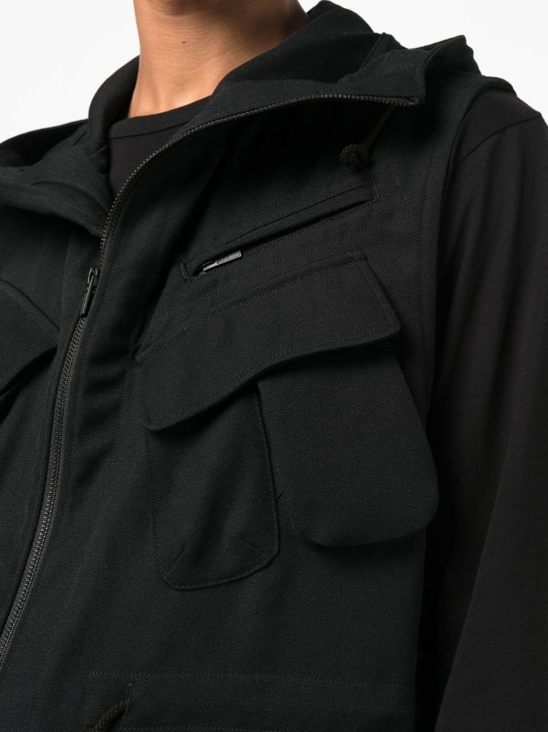 Black Wool Hooded Gilet