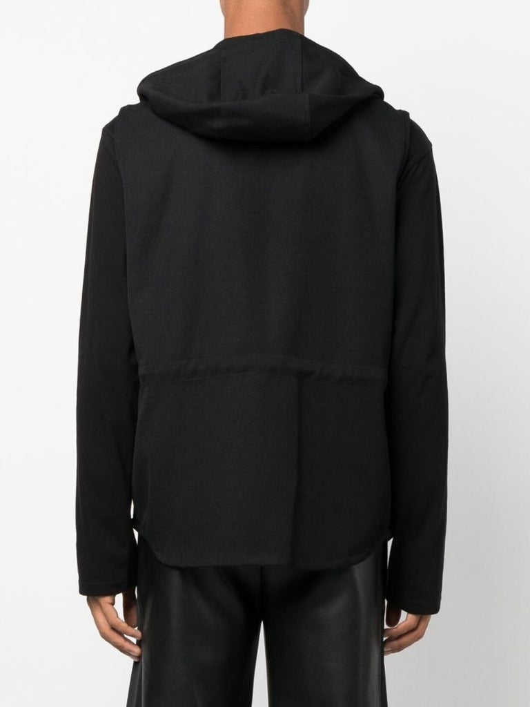 Black Wool Hooded Gilet