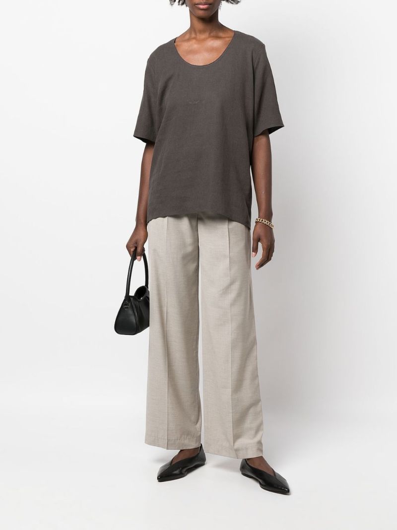 Neutral Straight-leg Pleated Trousers