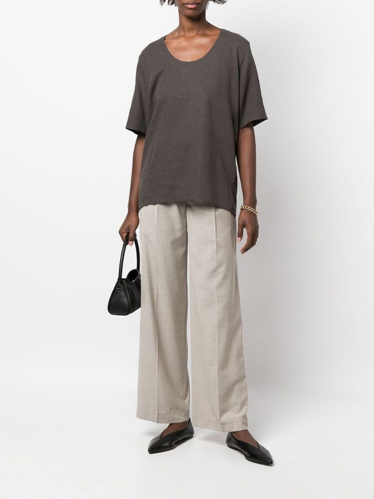 Neutral Straight-leg Pleated Trousers