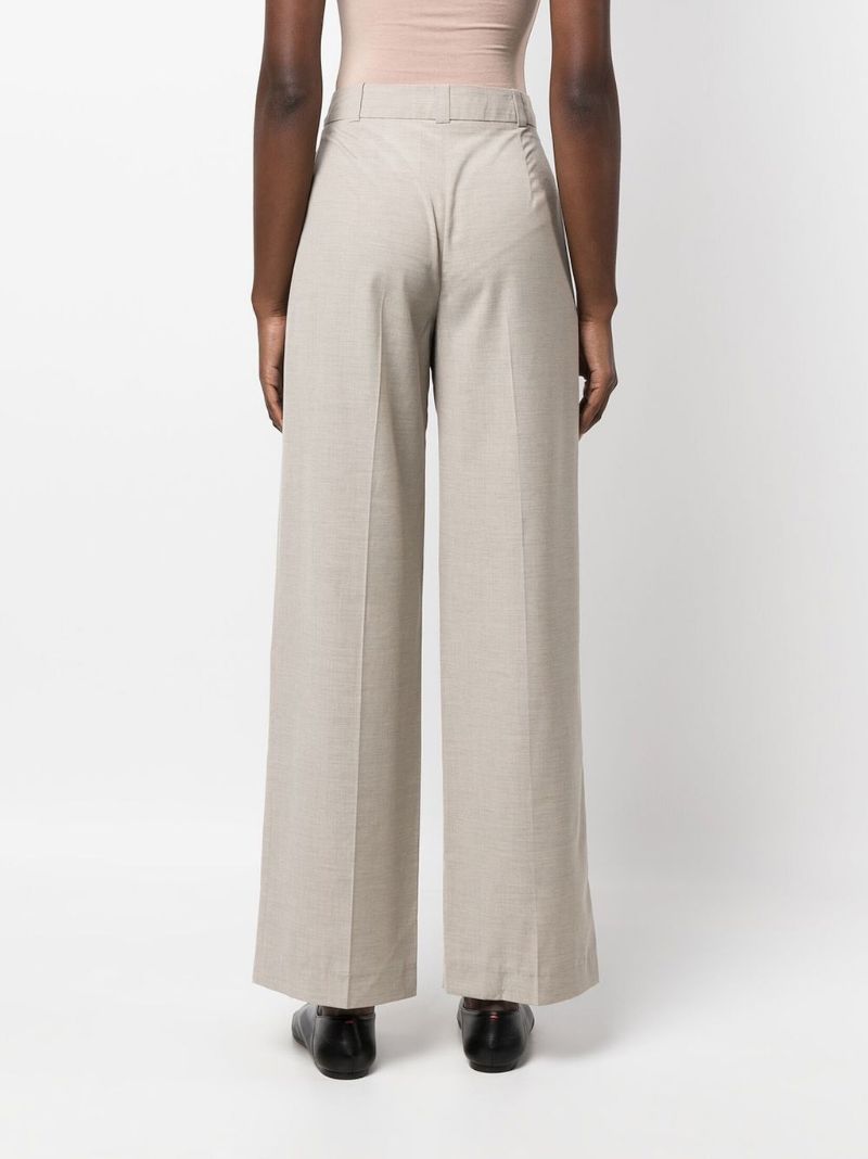 Neutral Straight-leg Pleated Trousers