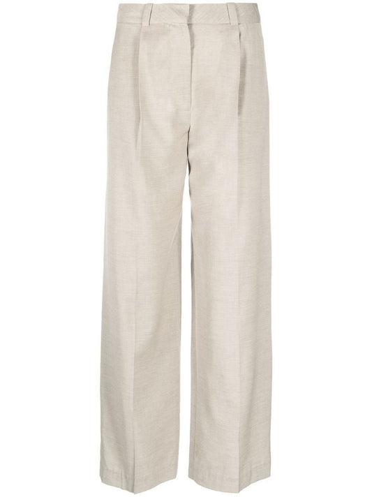 Neutral Straight-leg Pleated Trousers