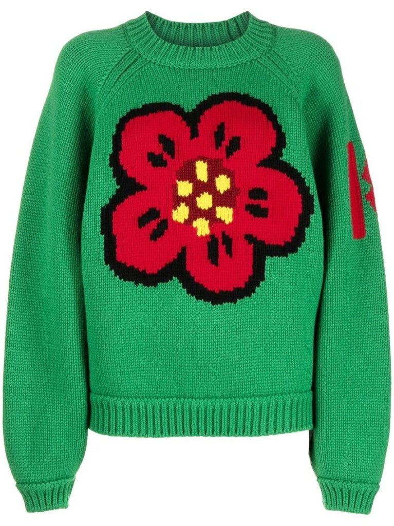 Green Varsity Merino Wool Sweater