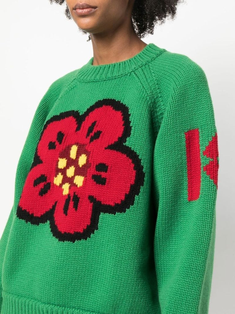 Green Varsity Merino Wool Sweater