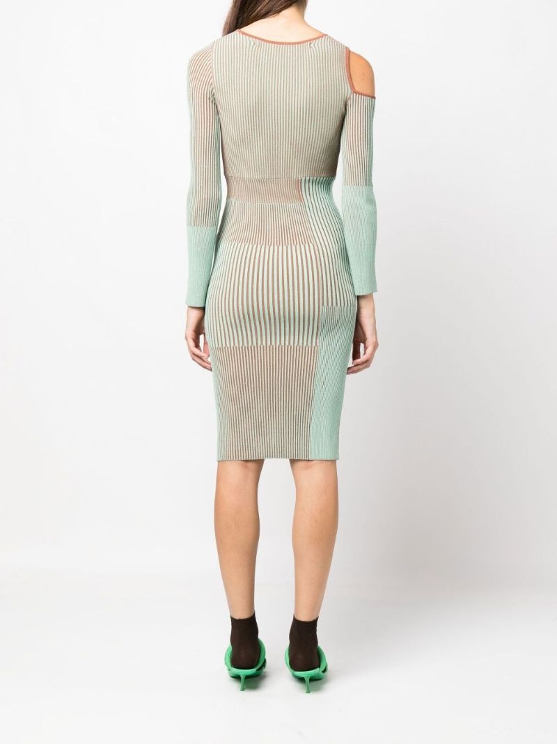 Brown Ellison Ribbed Knit Midi Dress