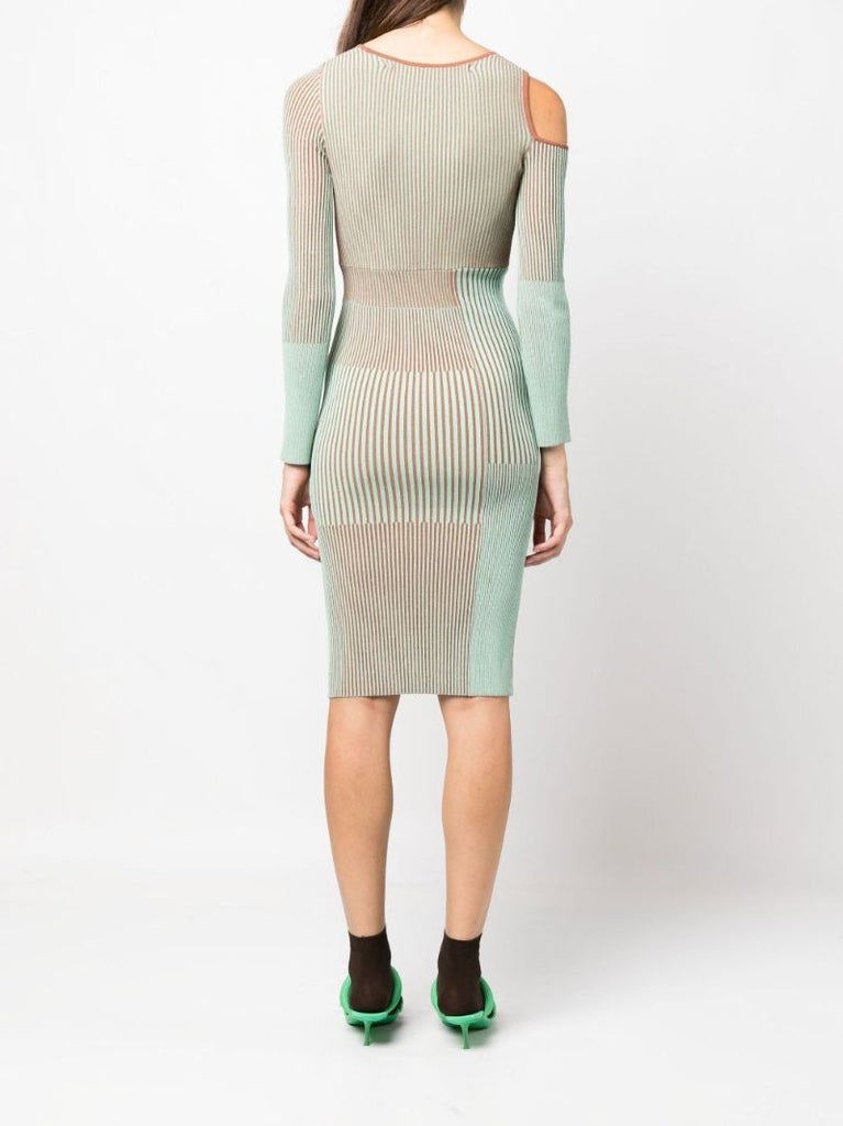 Brown Ellison Ribbed Knit Midi Dress