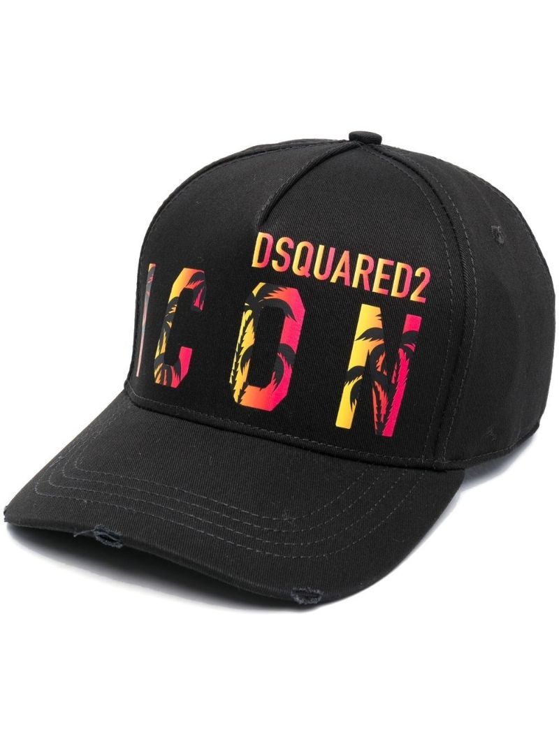 Black Logo Print Baseball Cap