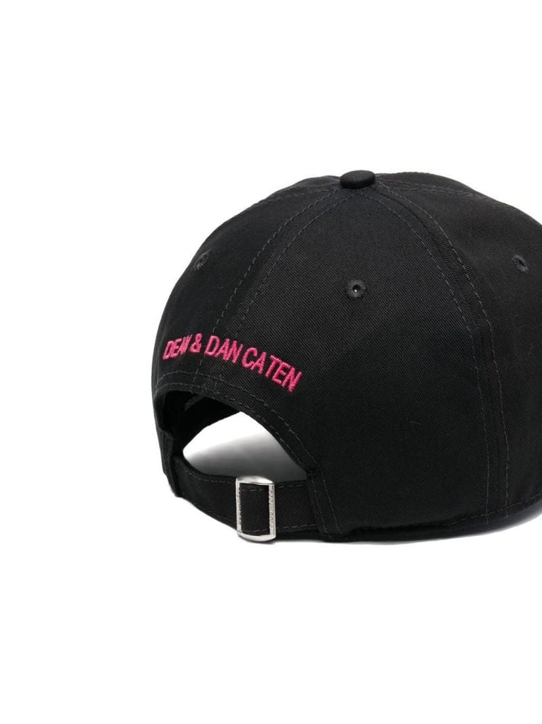 Black Logo Print Baseball Cap