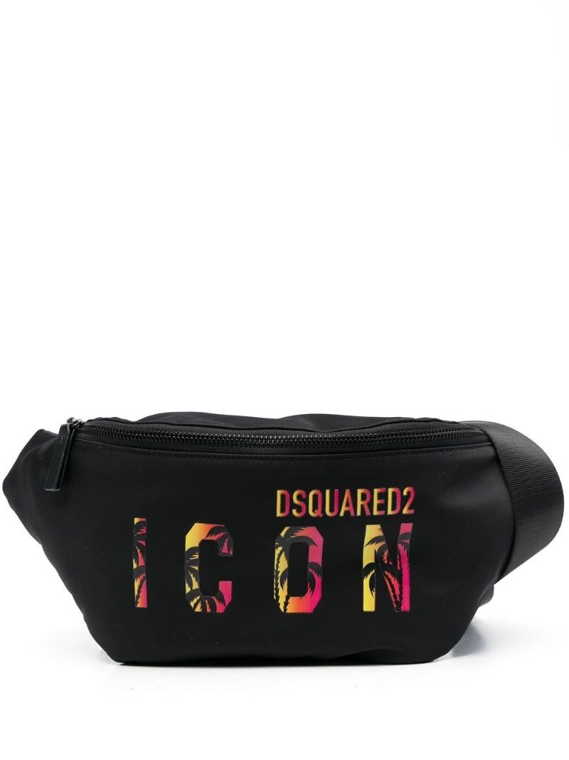 Black Logo Print Belt Bag