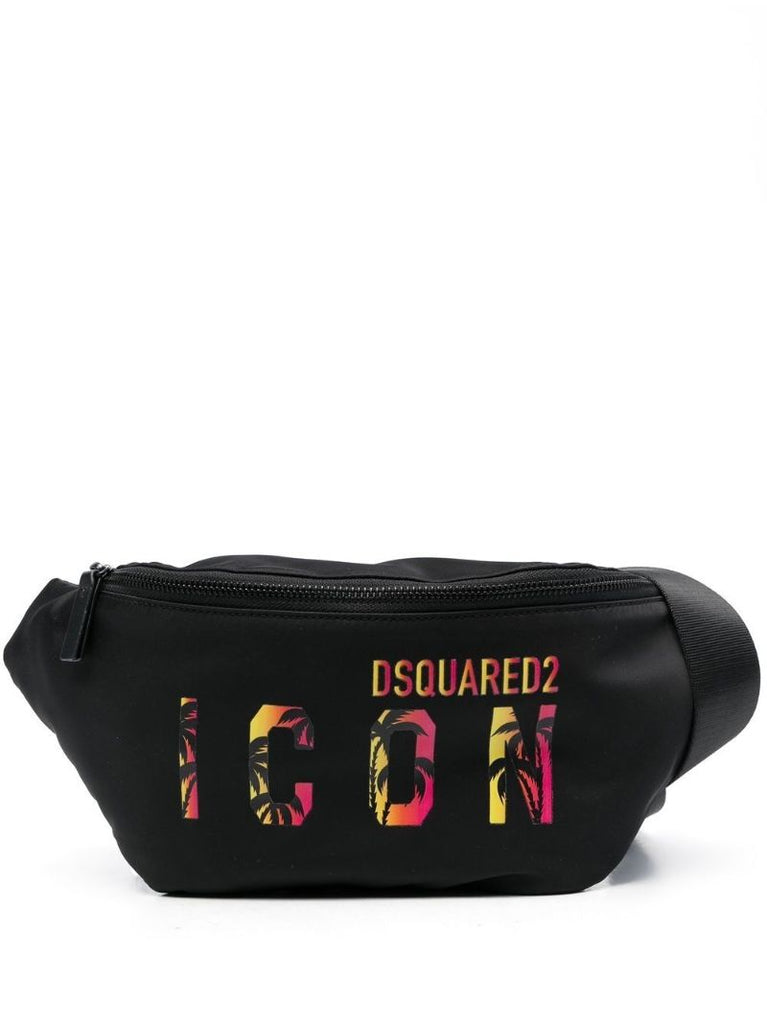 Black Logo Print Belt Bag