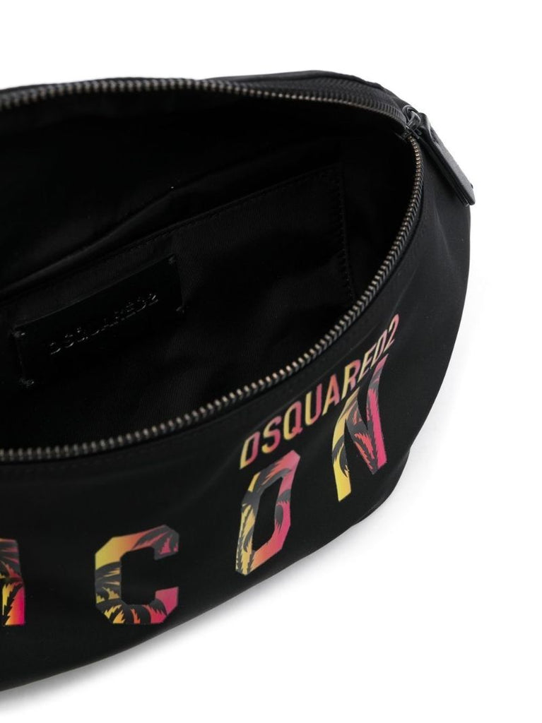 Black Logo Print Belt Bag