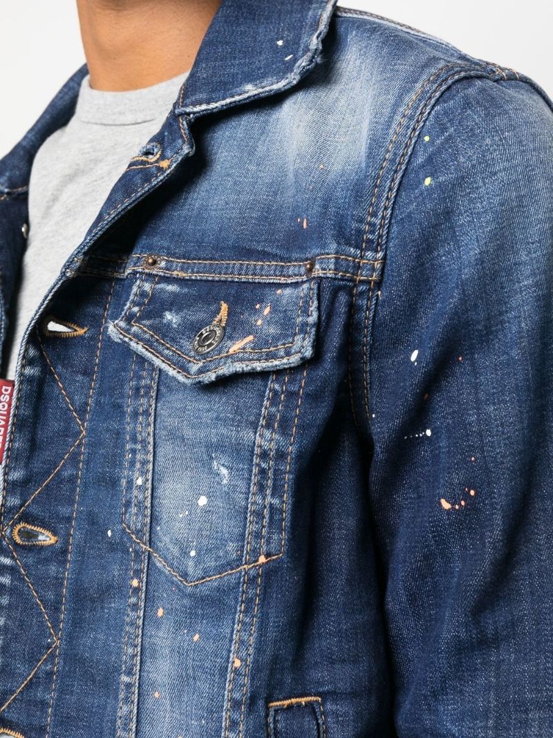 Blue Paint Splatter Denim Jacket