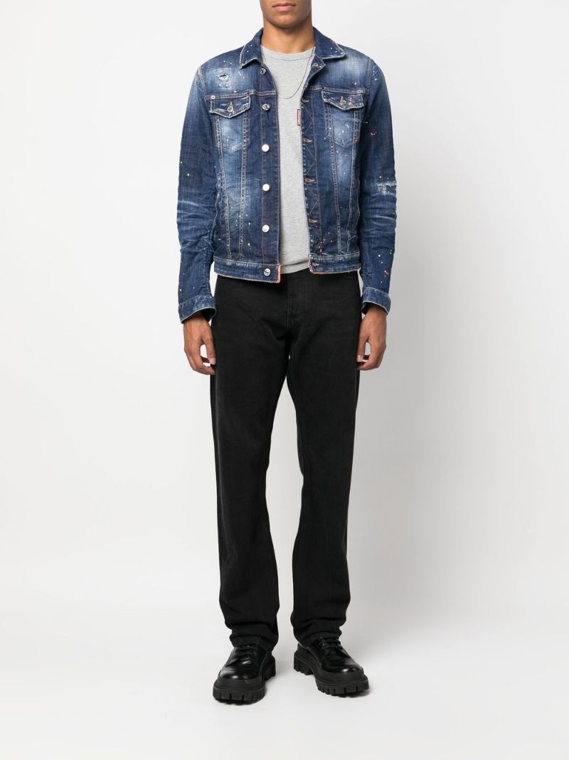 Blue Paint Splatter Denim Jacket