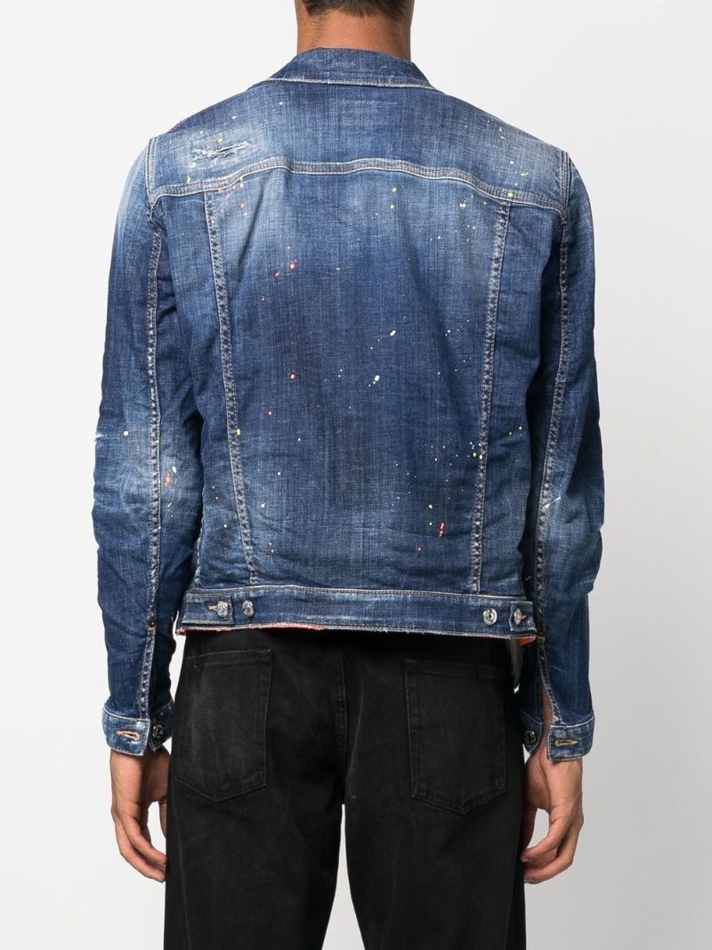 Blue Paint Splatter Denim Jacket