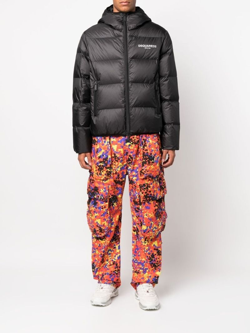 Black Logo Print Down Filled Jacket