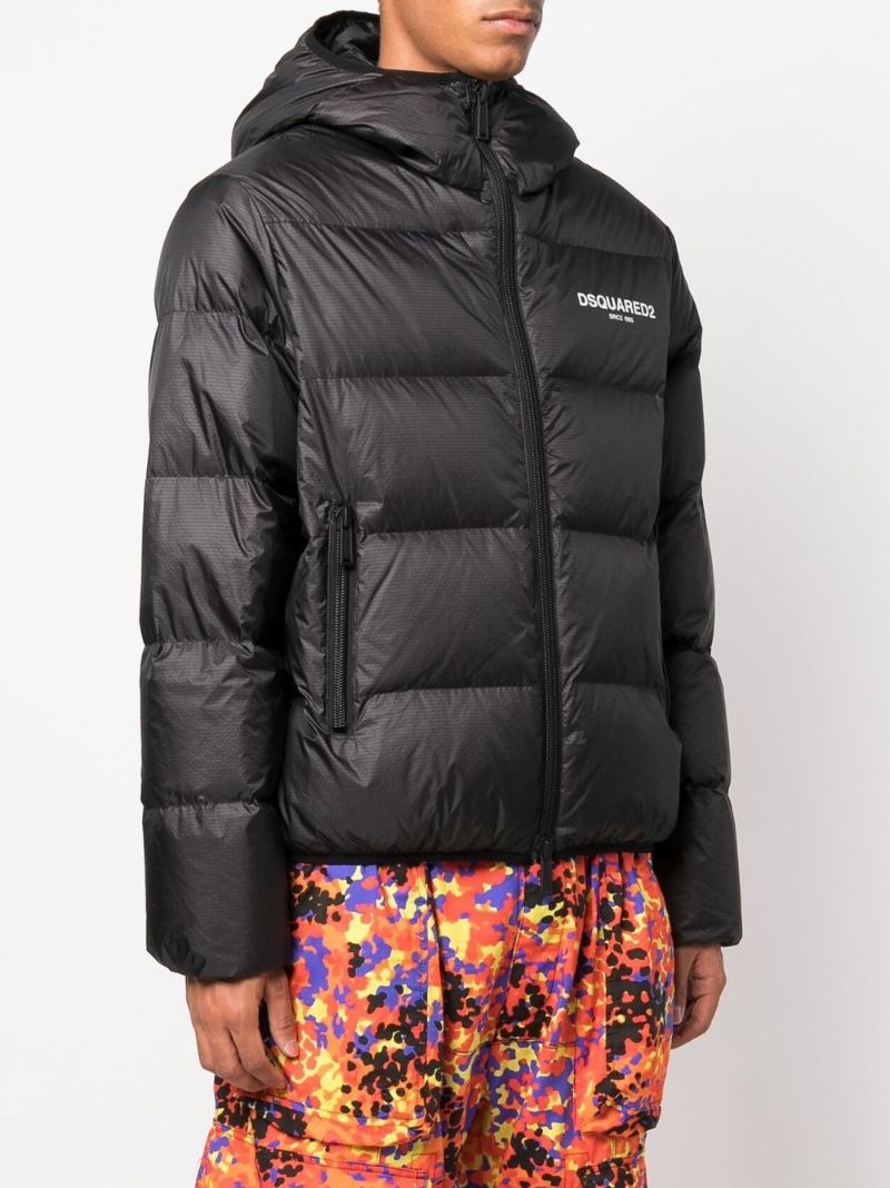 Black Logo Print Down Filled Jacket