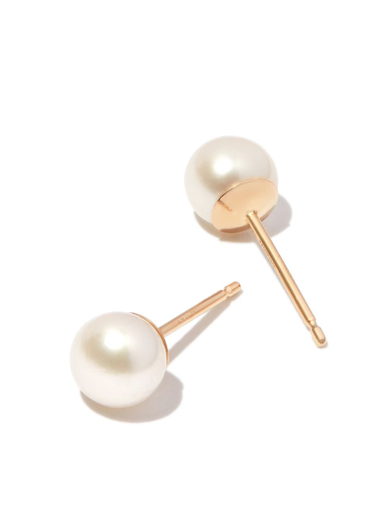 14k Yellow Gold Pearl Stud Earrings