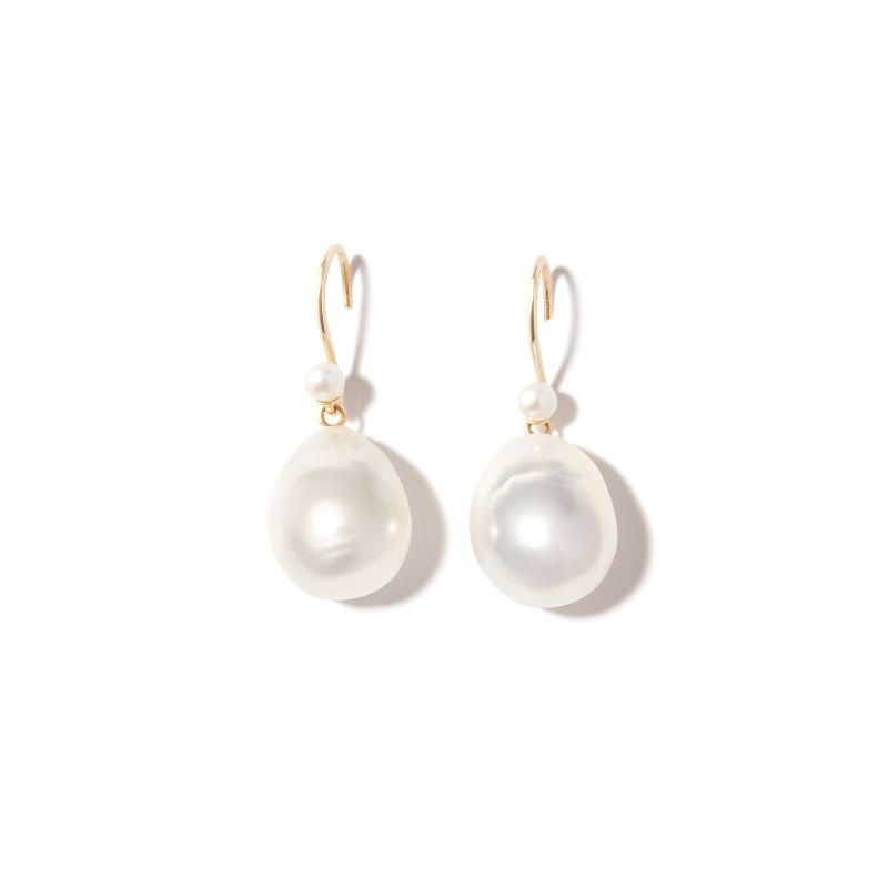 14k Yellow Gold Sea of Beauty Pearl Drop Earrings
