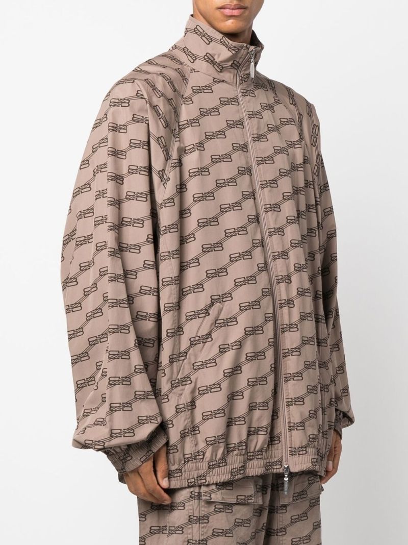 Brown Monogram Print Track Jacket