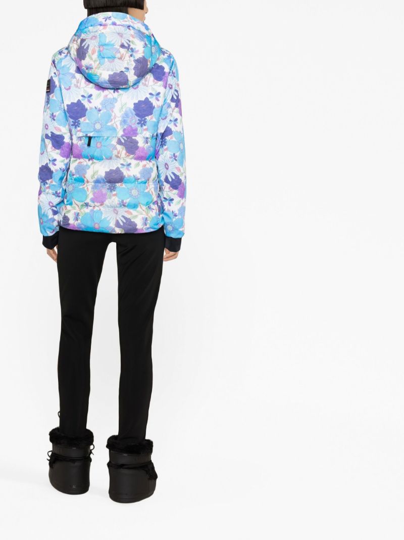 X Loveshackfancy Blue Janka Floral Print Ski Jacket