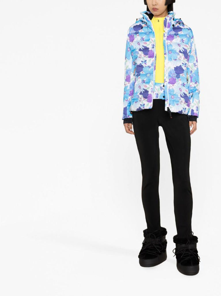 X Loveshackfancy Blue Janka Floral Print Ski Jacket
