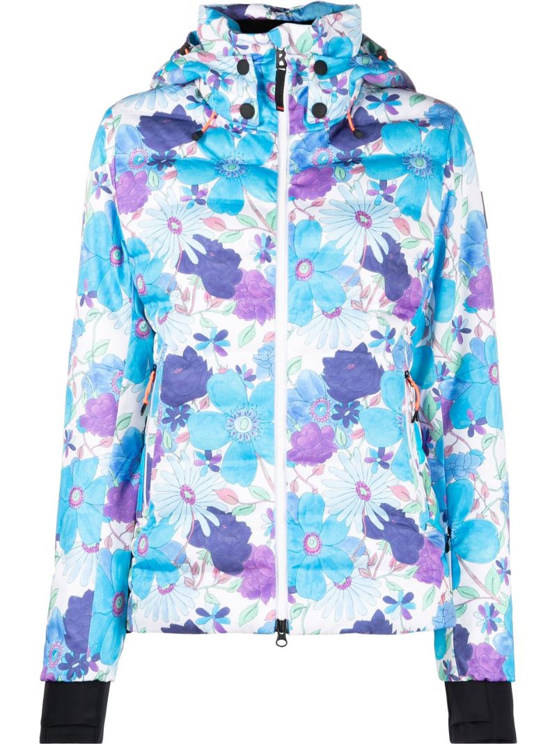 X Loveshackfancy Blue Janka Floral Print Ski Jacket