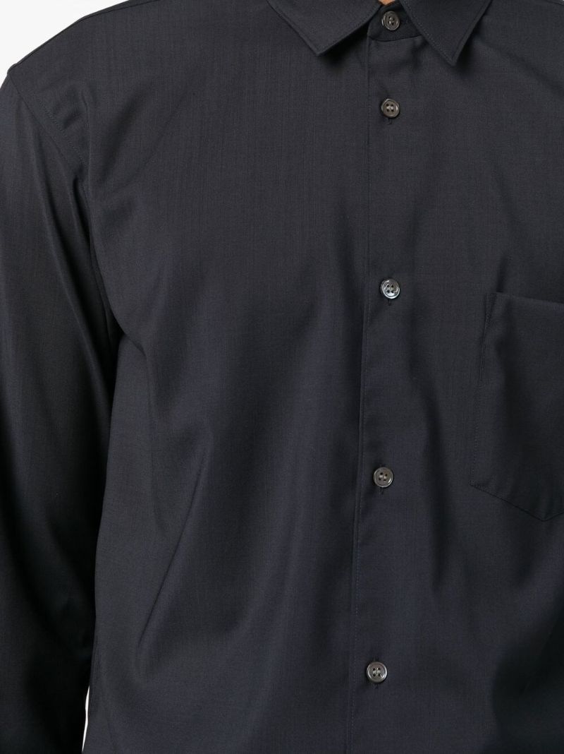 Blue Long-sleeve Wool Shirt
