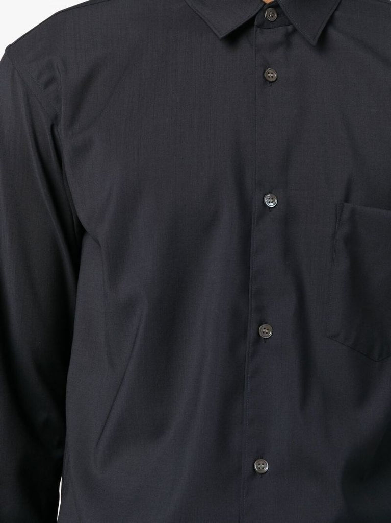 Blue Long-sleeve Wool Shirt