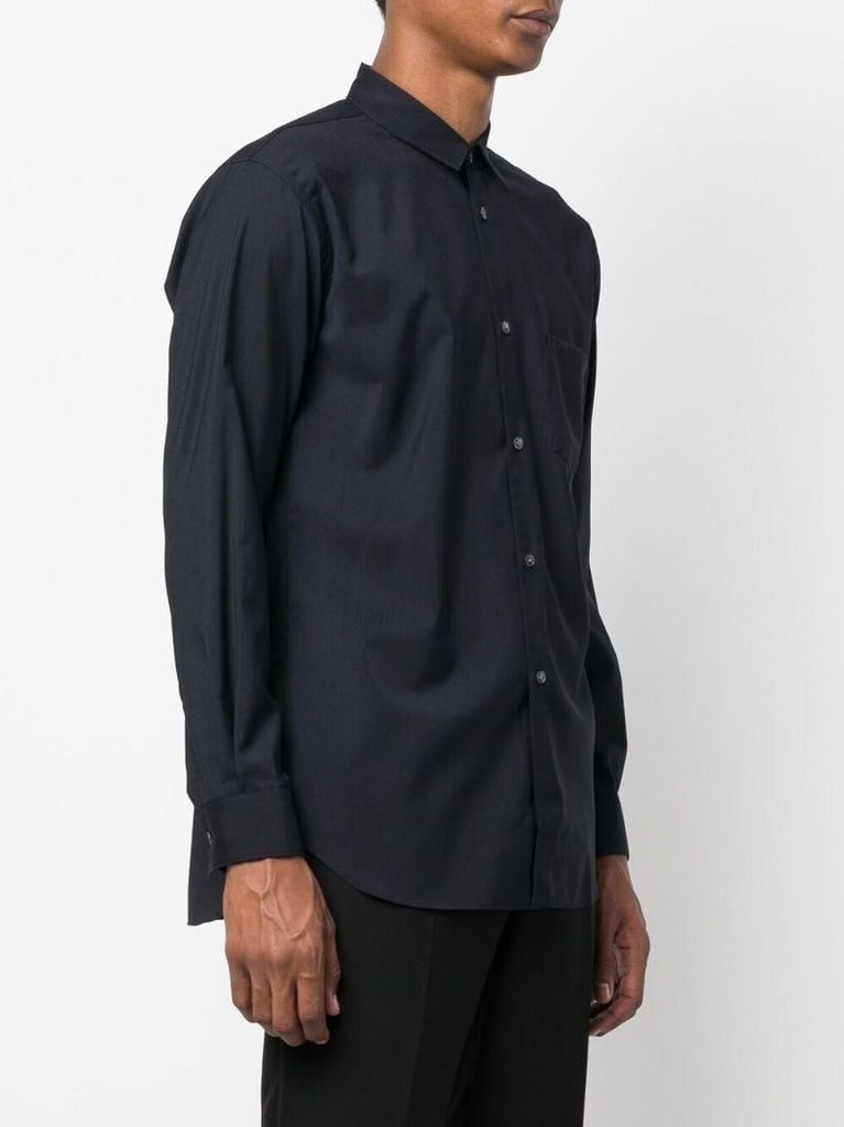 Blue Long-sleeve Wool Shirt