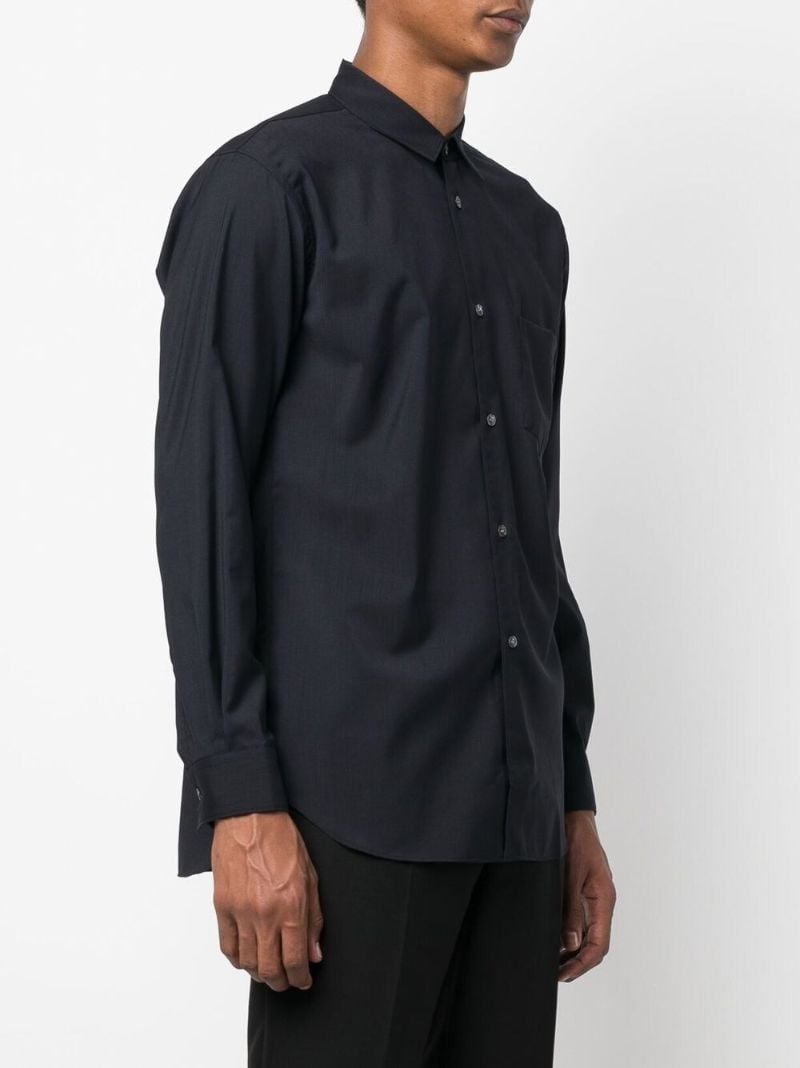 Blue Long-sleeve Wool Shirt