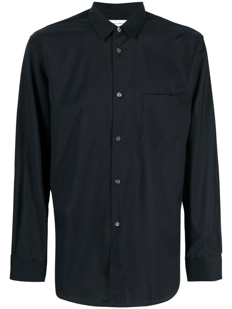 Blue Long-sleeve Wool Shirt