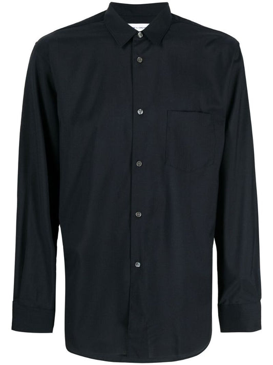 Blue Long-sleeve Wool Shirt