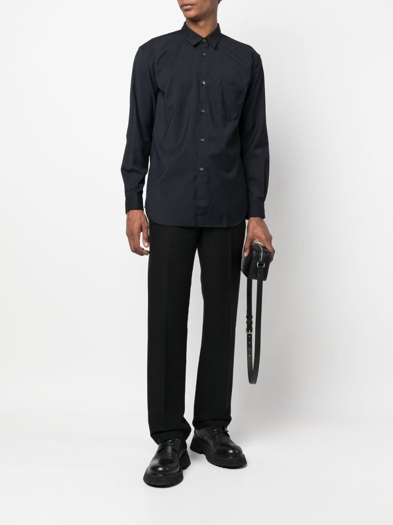Blue Long-sleeve Wool Shirt