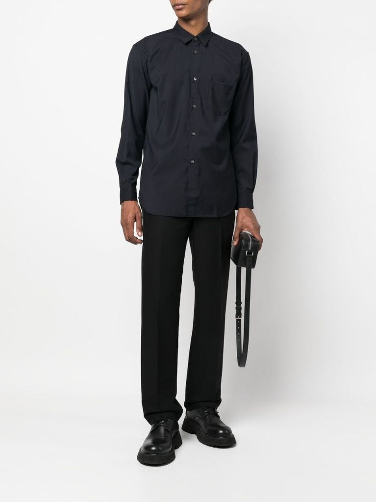 Blue Long-sleeve Wool Shirt