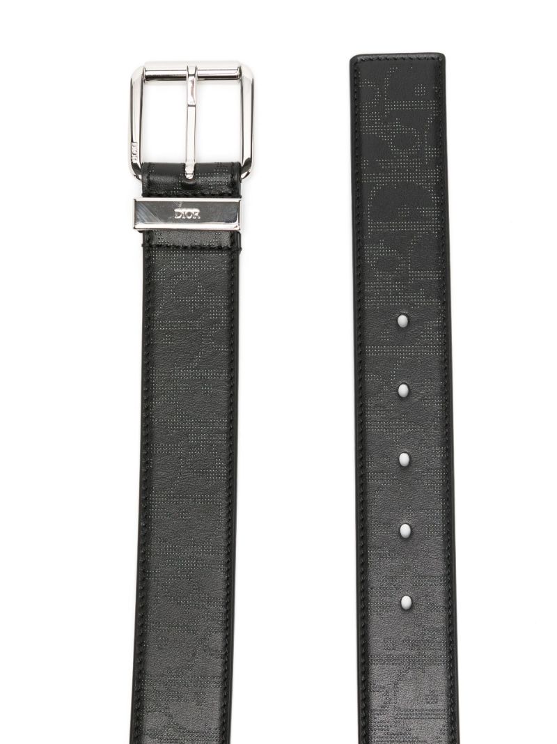 Black Logo Embellished Leather Belt